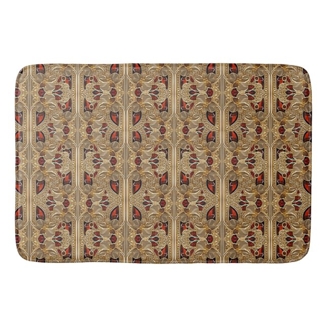 Tapis De Bain Fleurs d'or Mat de bain en pierre rouge (Devant)