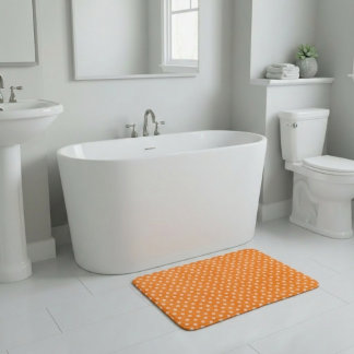 Tapis De Bain Fleurs douces beige pêche sur fond orange