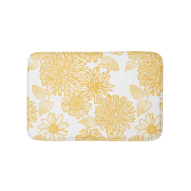 Tapis De Bain Fleurs et Feuilles jaunes (Devant)