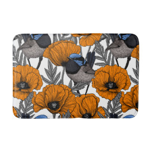 Tapis De Bain Fleurs et fleurs de pavot orangé 2