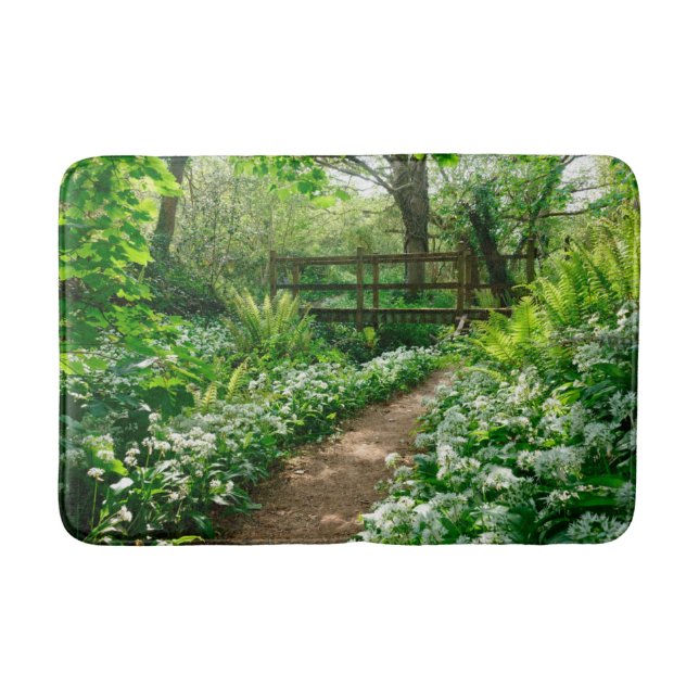 Tapis De Bain Fleurs | Fleurs sauvages blancs en forêt (Devant)