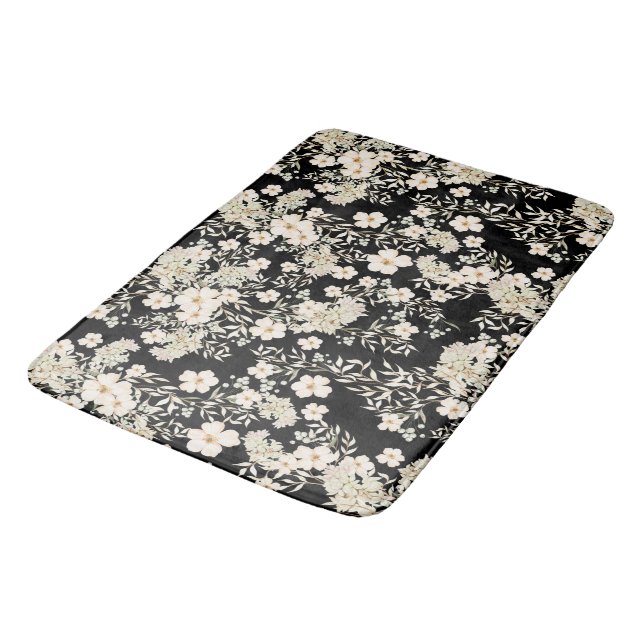 Tapis De Bain Fleurs florales Fleurs sauvages Feuilles Arrière - (Angle)