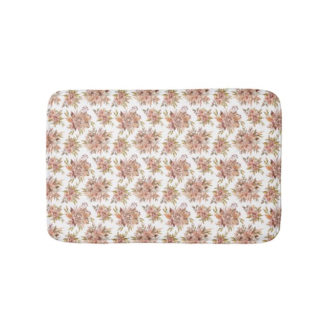 Tapis De Bain Fleurs florales rose rouge Brown vert rose (Devant)
