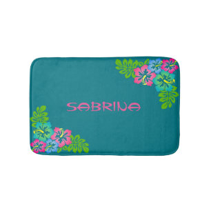 Tapis De Bain Fleurs Hawaïennes Luau Personnalisées