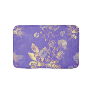 Tapis De Bain Fleurs Jaunes Sur Conception Arrière - plan Violet