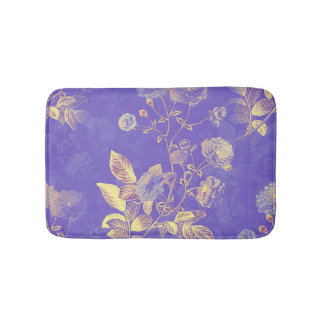 Tapis De Bain Fleurs Jaunes Sur Conception Arrière - plan Violet
