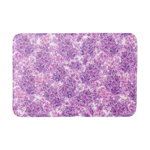 Tapis De Bain Fleurs lilas rose aquarelle