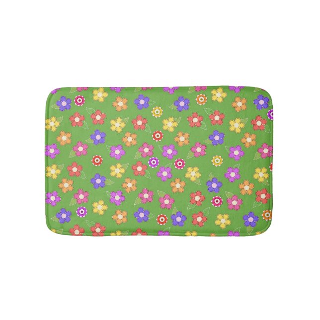 Tapis De Bain Fleurs lumineuses sur la couche de chaume verte (Devant)
