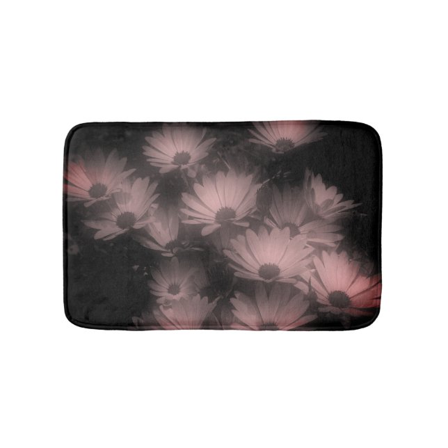 Tapis De Bain Fleurs marguerites africaines Noir Blanc Haut Cont (Devant)