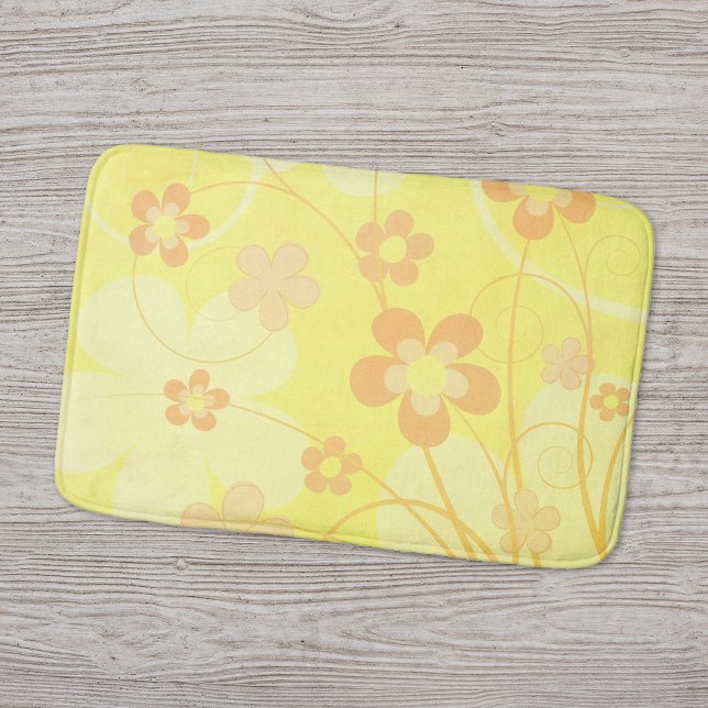 Tapis De Bain Fleurs orange jaune Simple été rétro Floral (Créateur téléchargé)