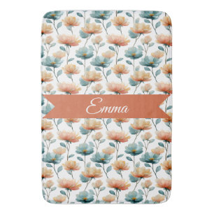 Tapis De Bain Fleurs orange vintage de printemps personnalisées