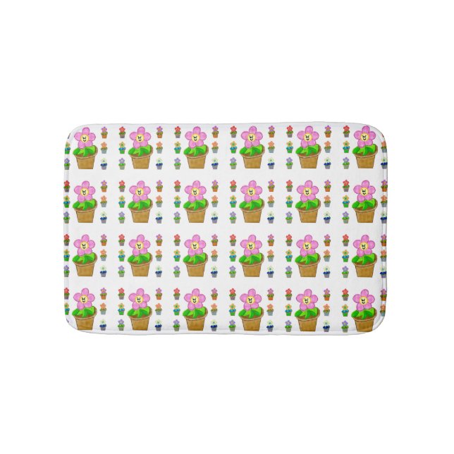 Tapis De Bain Fleurs Posées Rosy mignonnes Motif répétitif (Devant)