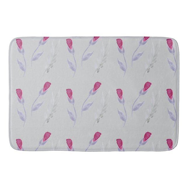 Tapis De Bain Fleurs rose gris (Devant)