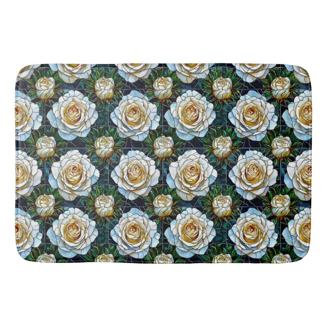 Tapis De Bain Fleurs roses blanches (Devant)