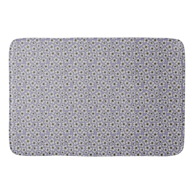 Tapis De Bain Fleurs sauvages Cottagecore sur fond de lavande (Devant)