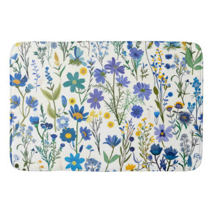 Tapis De Bain Fleurs sauvages de Jardin Bleu Rustique