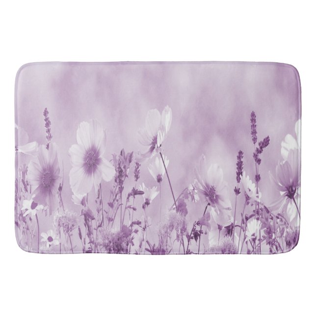 Tapis De Bain Fleurs sauvages magenta ombragées (Devant)