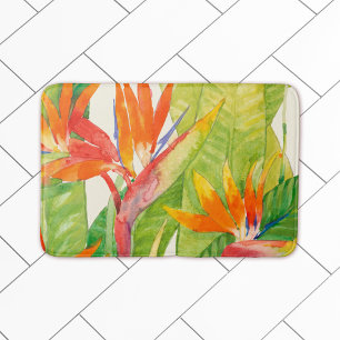 Tapis De Bain Fleurs tropicales   Oiseau du paradis