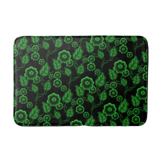 Tapis De Bain Fleurs vertes, feuille vert, art populaire