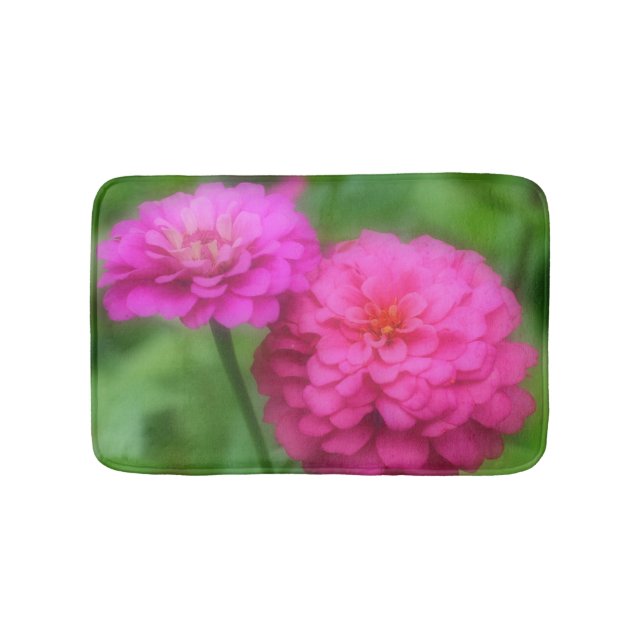 Tapis De Bain Fleurs Zinna Roses (Devant)