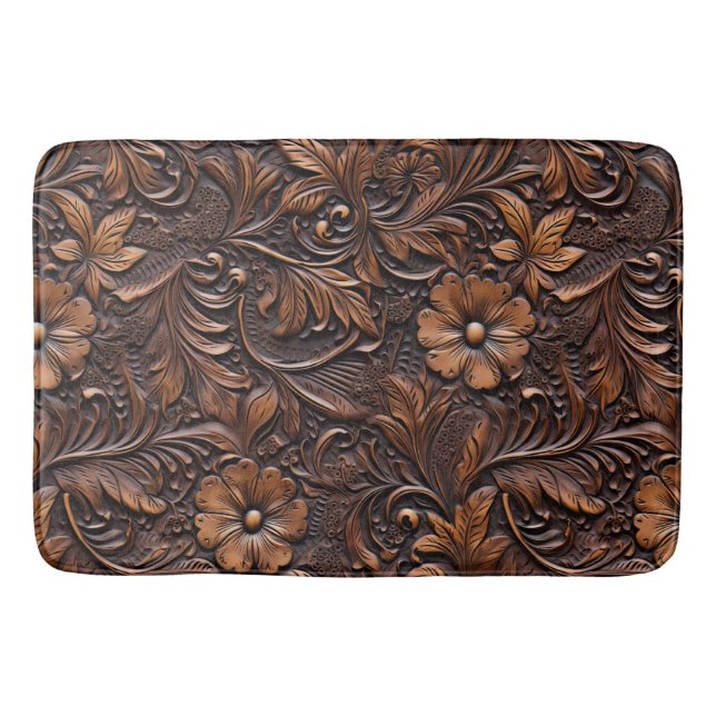 Tapis De Bain Floral Brown occidental Faux Cuir (Devant)