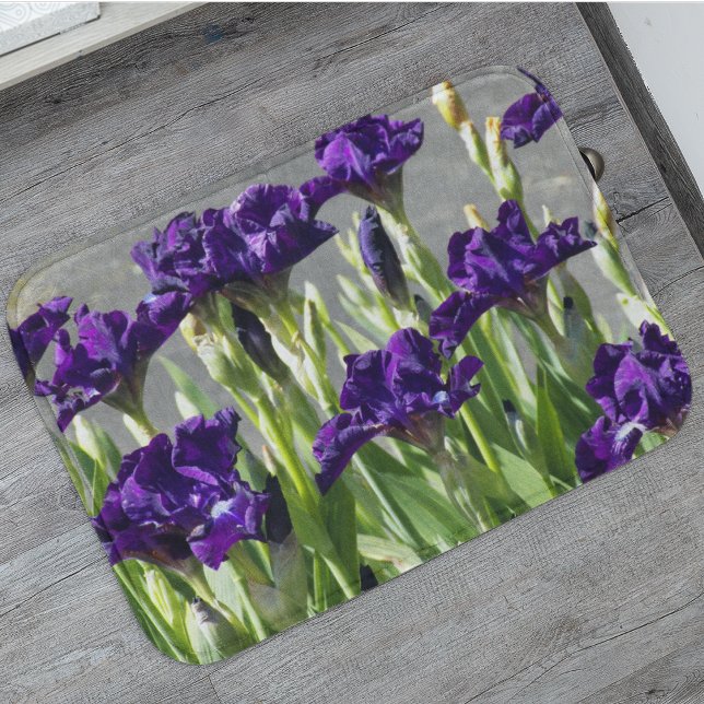 Tapis De Bain Floral d'Irises violettes profondes (In Situ)