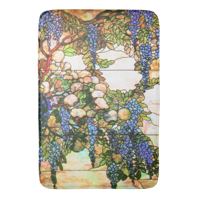 Tapis de bain floral en verre souillé de glycines (devant Vertical)