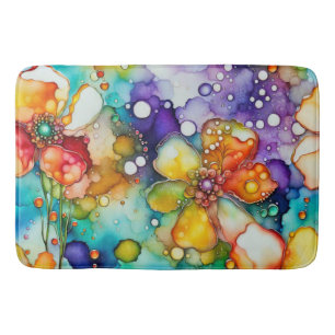 Tapis De Bain Floral et bulles Abstraites