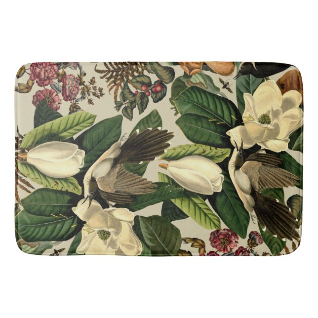 Tapis De Bain Floral Et Oiseaux Xxi-ii (Devant)