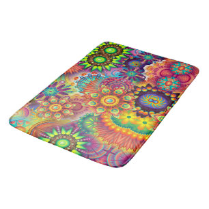 Tapis De Bain Floral Mandala Collage psychédélique