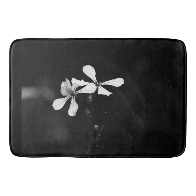 Tapis De Bain floral noir et blanc minimal (Devant)