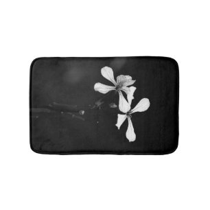 Tapis De Bain floral noir et blanc minimal
