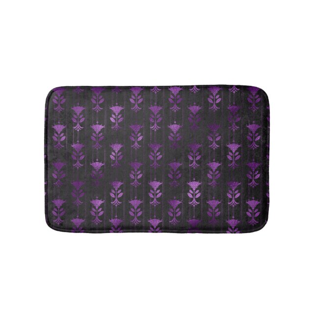Tapis De Bain Floral pourpre et noir (Devant)