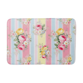 Tapis De Bain Floral rose rayé