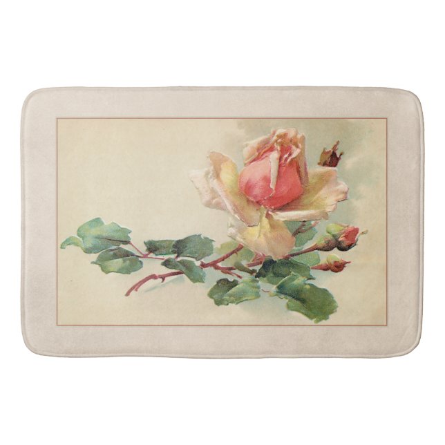 Tapis De Bain Floral victorien Pastel Peach Roses (Devant)