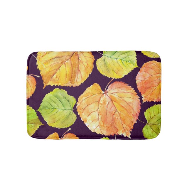 Tapis De Bain Floraux d'aquarelle d'automne, motif sans soudure. (Devant)
