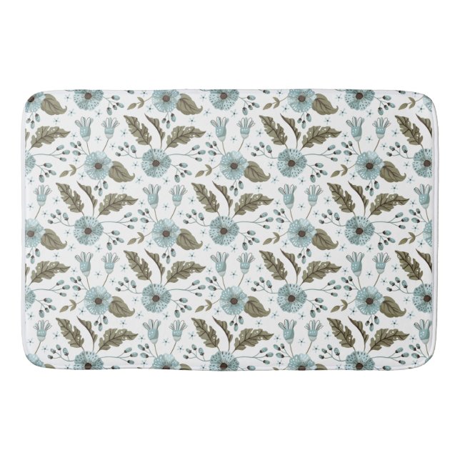 Tapis De Bain Flore bleue et verte (Devant)