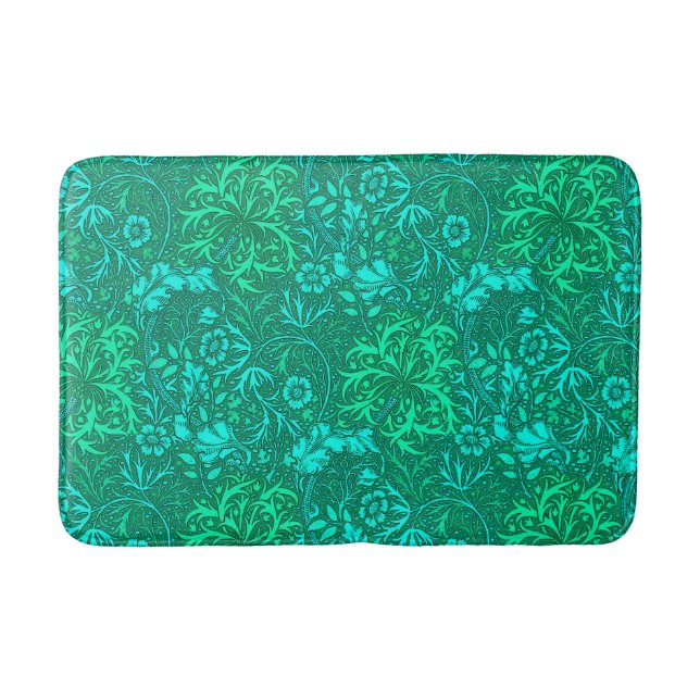 Tapis De Bain Flore d'algues Art nouveau, turquoise et aqua (Devant)