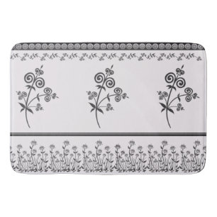 Tapis De Bain Flore et feuillage de style tourbillonnant dans un