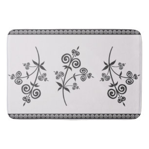 Tapis De Bain Flore Et Foliole De Style Swirl En Motif Ornementa