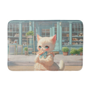 Tapis De Bain Fluffy Kitten avec Lollipop à la pâtisserie