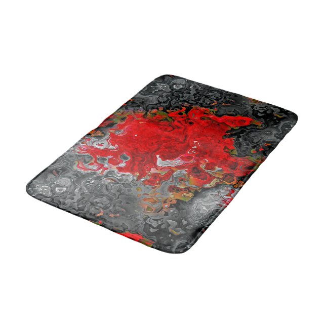 Tapis De Bain Fluide coloré tortille rouge et gris Abstrait (Angle)