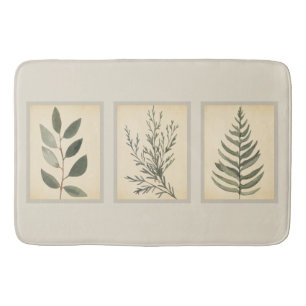 Tapis De Bain Foliage encadré Neutre Beige Mat