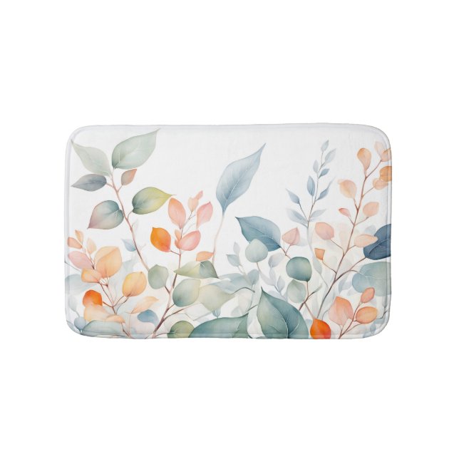Tapis De Bain Foliage Green Blue Orange Leaves (Devant)