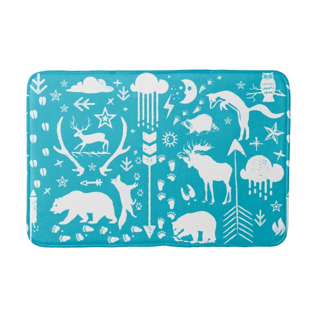 Tapis De Bain Folksy Forest Adventure Oear Fox Deer Boys Room (Devant)