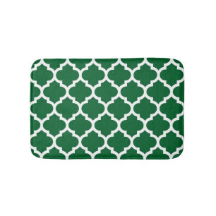 Tapis De Bain Forest Green White Moroccan Quatrefoil Pattern #5