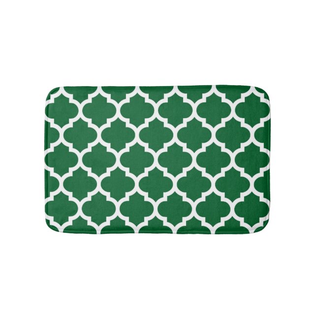 Tapis De Bain Forest Green White Moroccan Quatrefoil Pattern #5 (Devant)