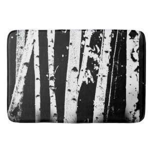 Tapis De Bain Forêt noire et blanche graphique d'arbre de