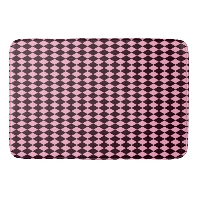 Tapis De Bain Formes de diamants Brown et roses (Devant)