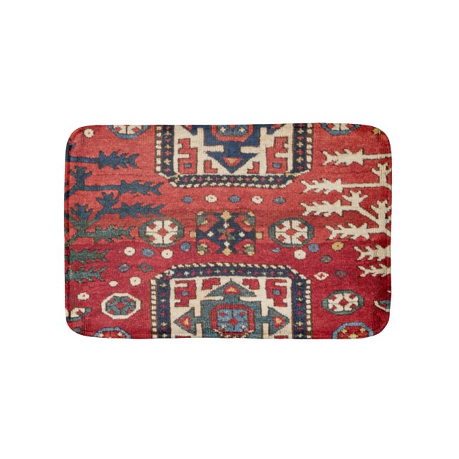 Tapis De Bain Formes géométriques rouges et perses vives  (Devant)